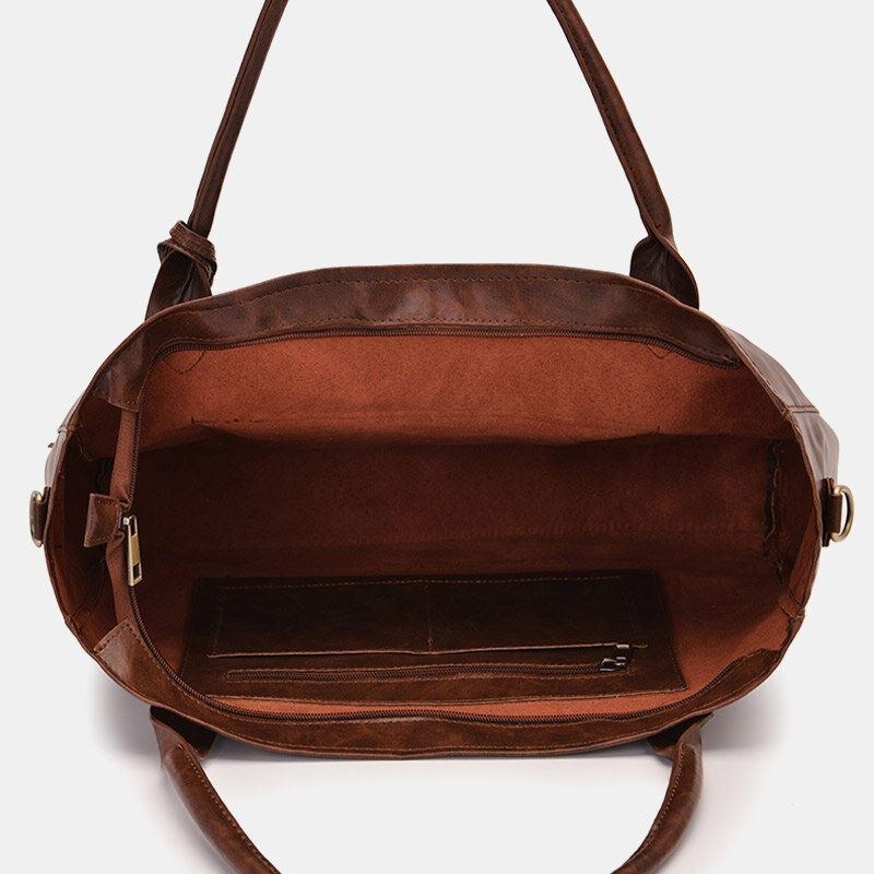 Dam Vintage Tofsdekor Stor Kapacitet Tygväska Crossbody-väska Multifunktionell Mjuk Fuskpäls Resväska Handväska