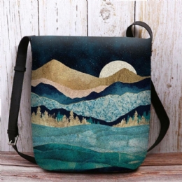 Damfilt Mountain Treetop Landscape Print Bag Crossbody Bag Axelväska