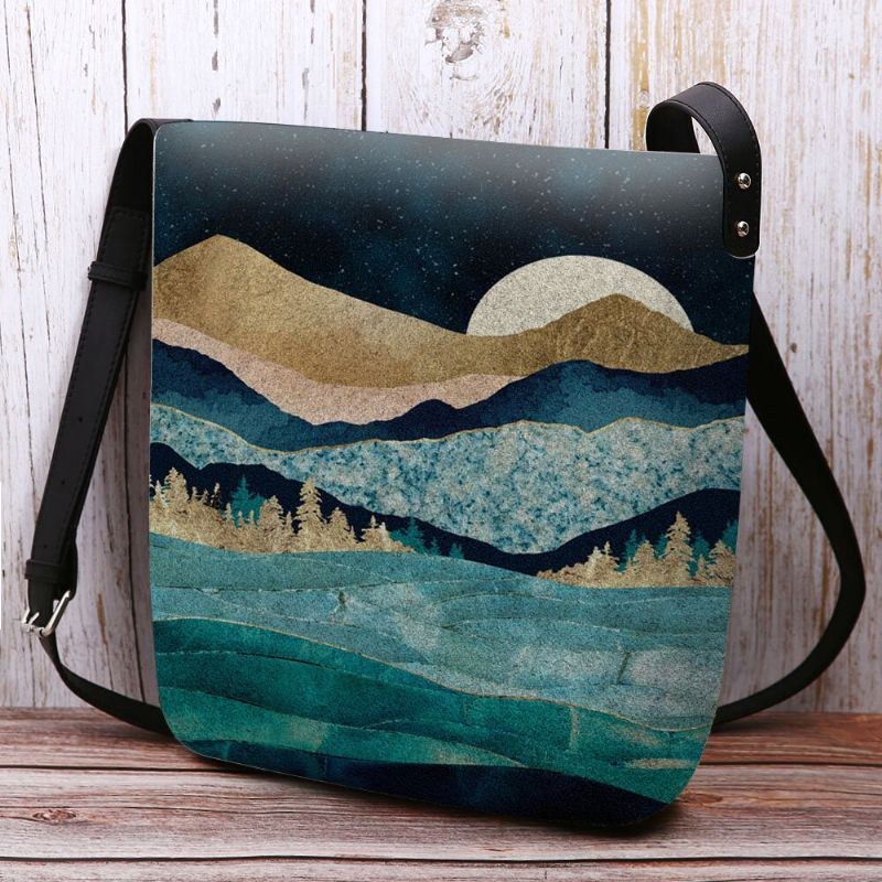 Damfilt Mountain Treetop Landscape Print Bag Crossbody Bag Axelväska