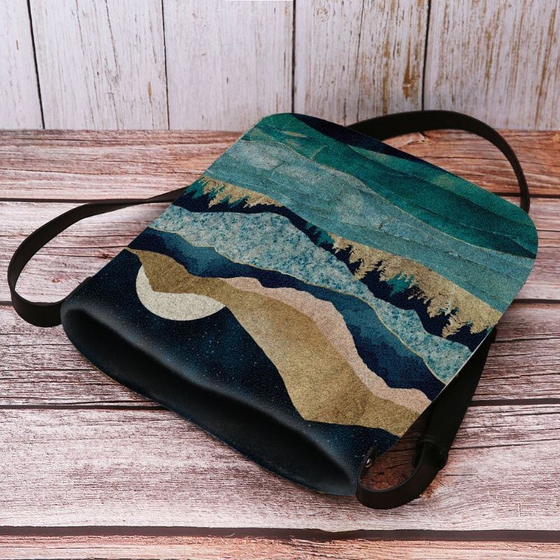 Damfilt Mountain Treetop Landscape Print Bag Crossbody Bag Axelväska