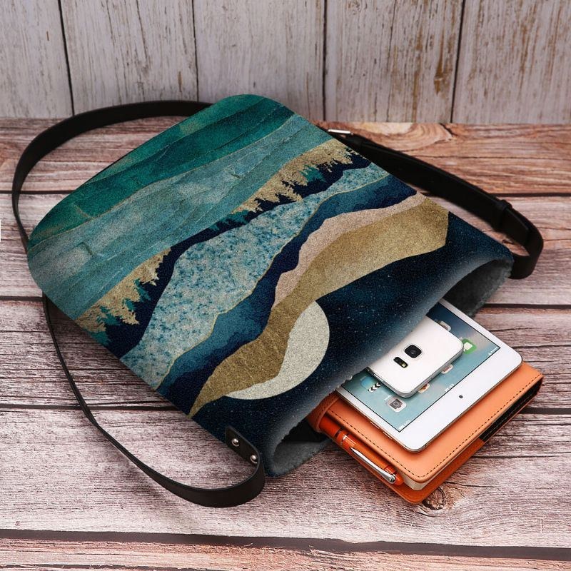 Damfilt Mountain Treetop Landscape Print Bag Crossbody Bag Axelväska