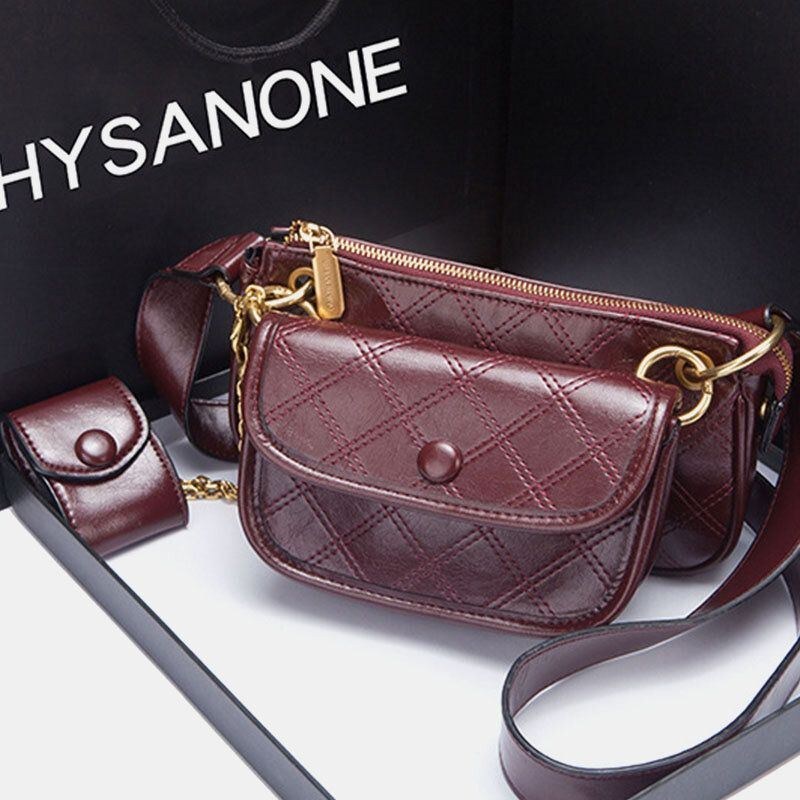 Dammode 3st Argyle Solid Axelväska Crossbody-väska