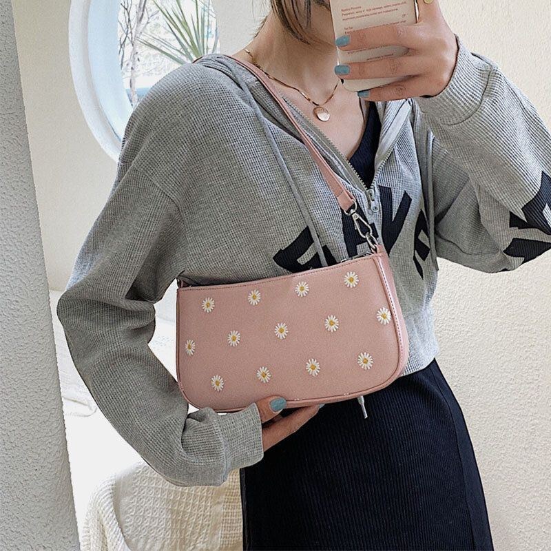 Damprickad Daisy-tryckt Axelväska Crossbody-väska