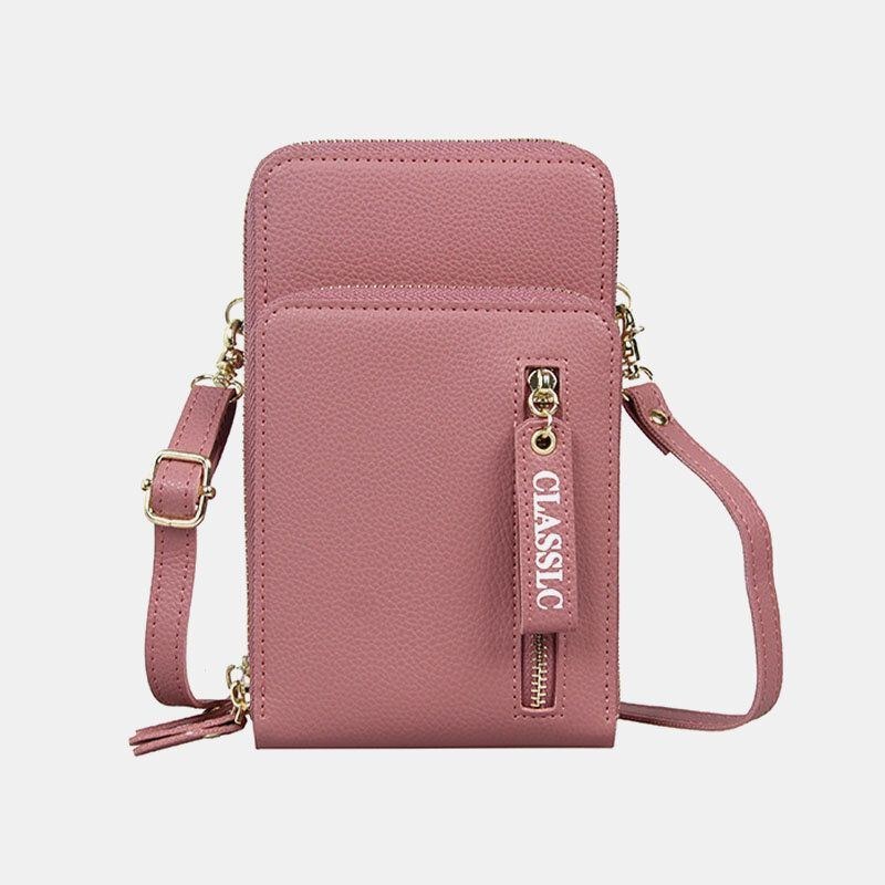 Kvinnor 3 Kortplatser 6.5 Tums Solid Telefonväska Crossbody-väska Axelväska