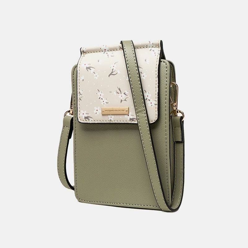 Kvinnor 6.5 Tums Telefonhållare 6 Kortplats Floral Crossbody Bag