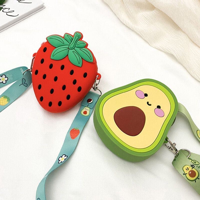 Kvinnor Söt Strawberry Avocado Rubber Mini Crossbody-väska