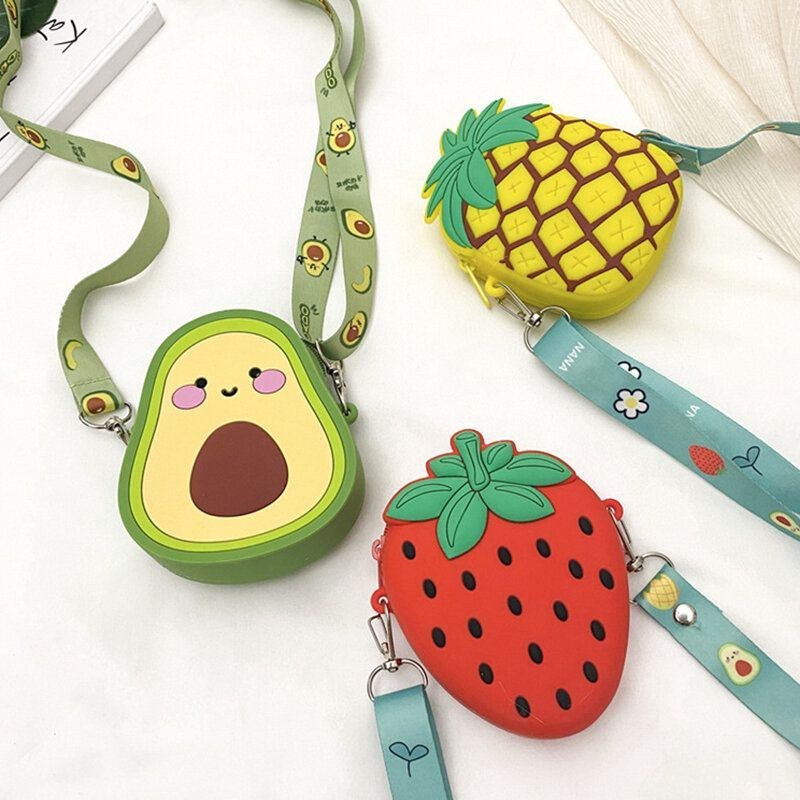 Kvinnor Söt Strawberry Avocado Rubber Mini Crossbody-väska