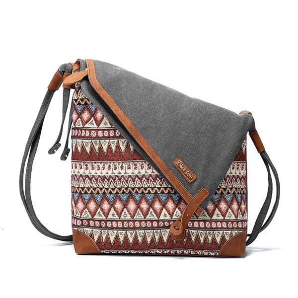 National Printing Canvas För Kvinnor Retro Bohemia Crossbody-väska