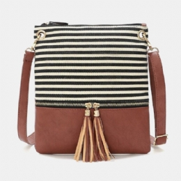 Randig Tofs För Kvinnor Casual Crossbody-väska I Canvas Axelväska