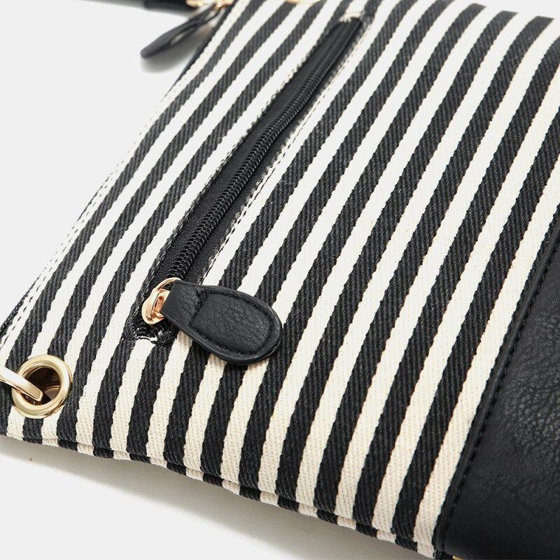 Randig Tofs För Kvinnor Casual Crossbody-väska I Canvas Axelväska