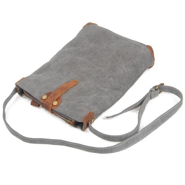 Retro Canvas För Kvinnor Messenger-väskor I Äkta Läder Casual Axelväskor Crossbody-väskor