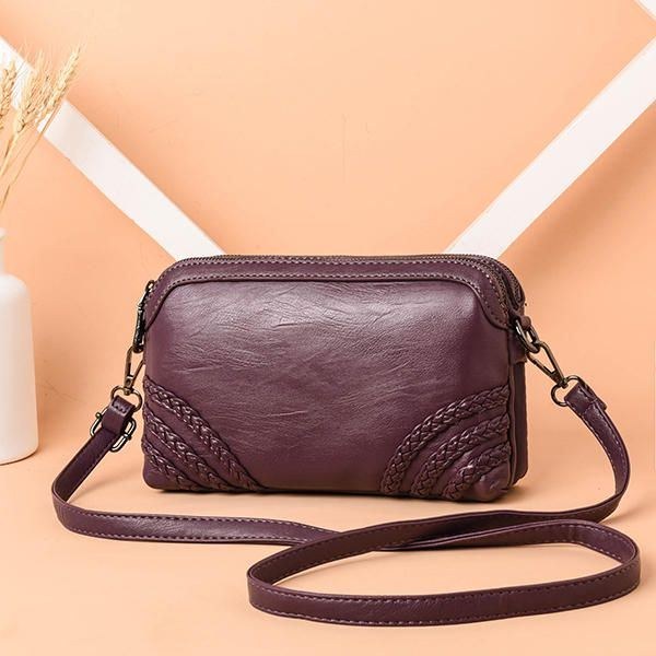 Vintage Mjuk Konstläder Crossbody-väska För Kvinnor