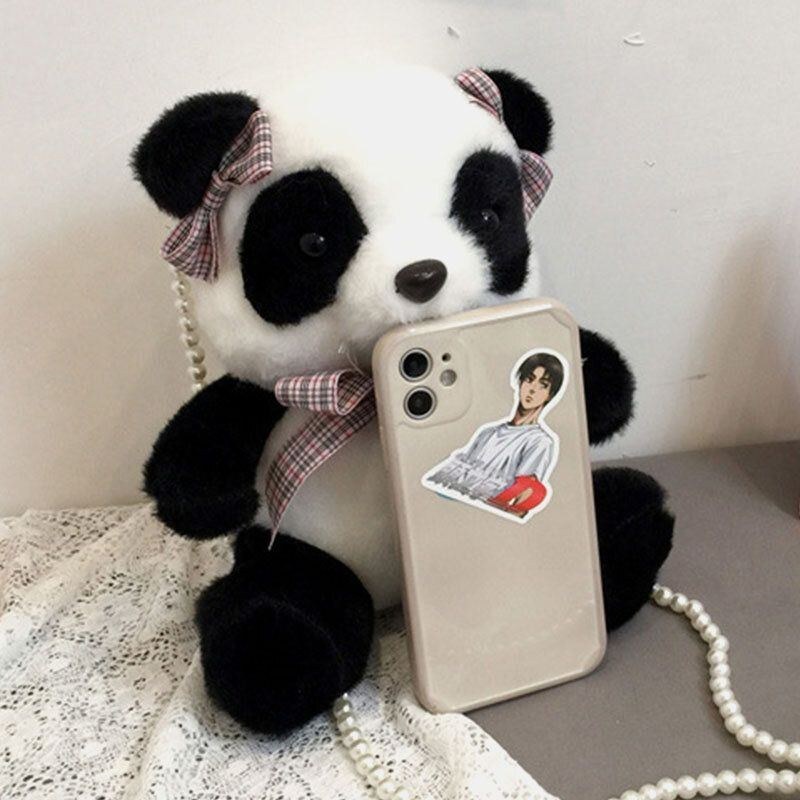 Vinter-os För Kvinnor Peking 2022 Dacron Cute Panda Crossbody Bag Axelväska