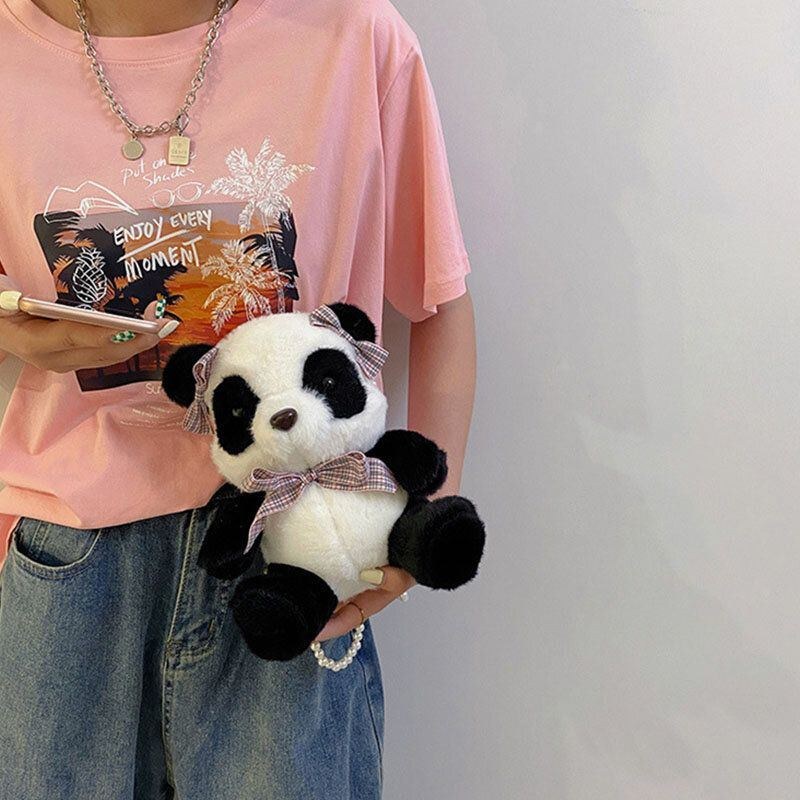 Vinter-os För Kvinnor Peking 2022 Dacron Cute Panda Crossbody Bag Axelväska