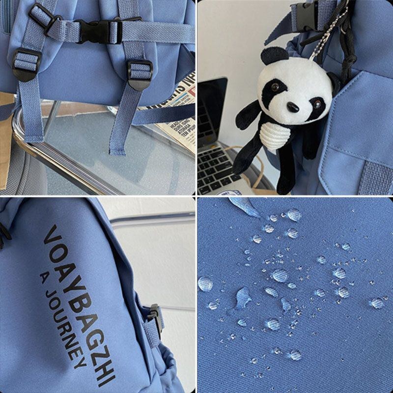 Vinter-os För Kvinnor Peking 2022 Söt Panda Dekoration Multifunktionell Ryggsäck Nylon Vattentät Skolväska