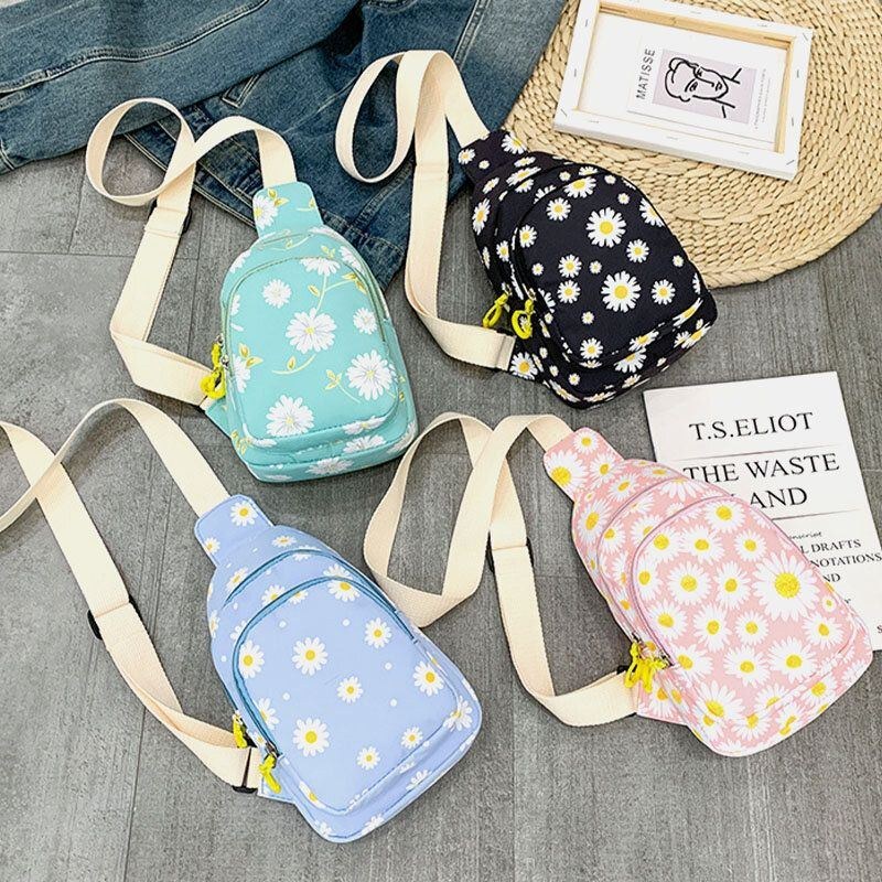 Women Daisy Printed Casual Chest Bag Crossbody Bag