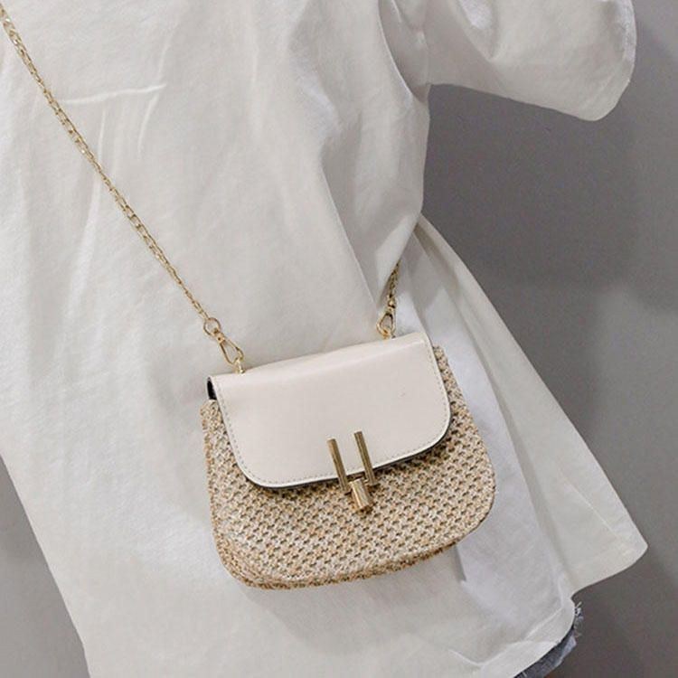 Women Woven Flap Chain Crossbody Bag Axelväska