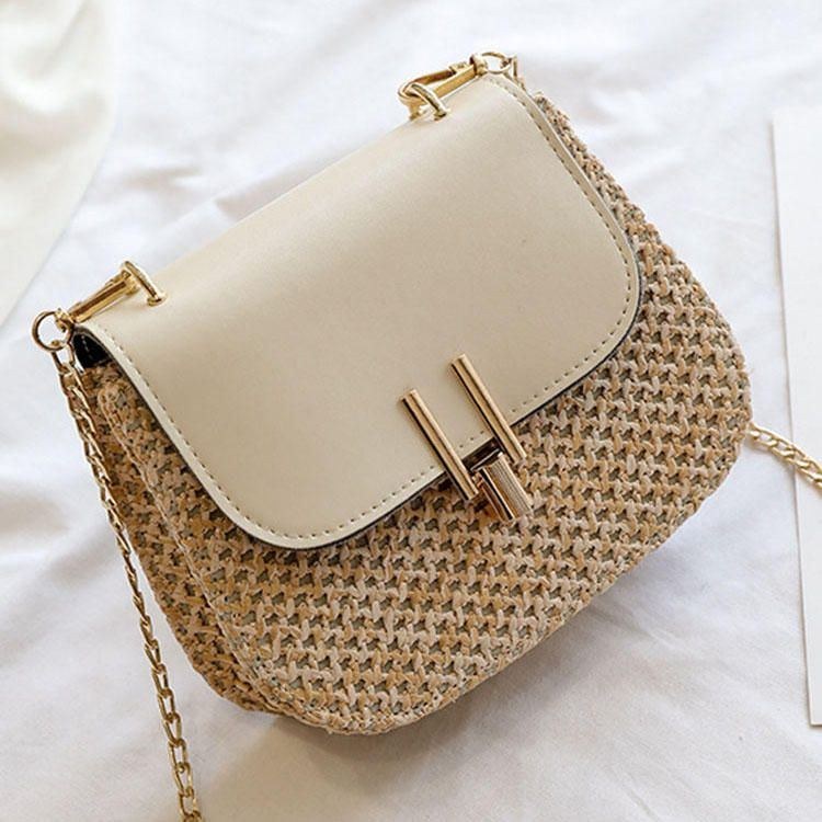 Women Woven Flap Chain Crossbody Bag Axelväska