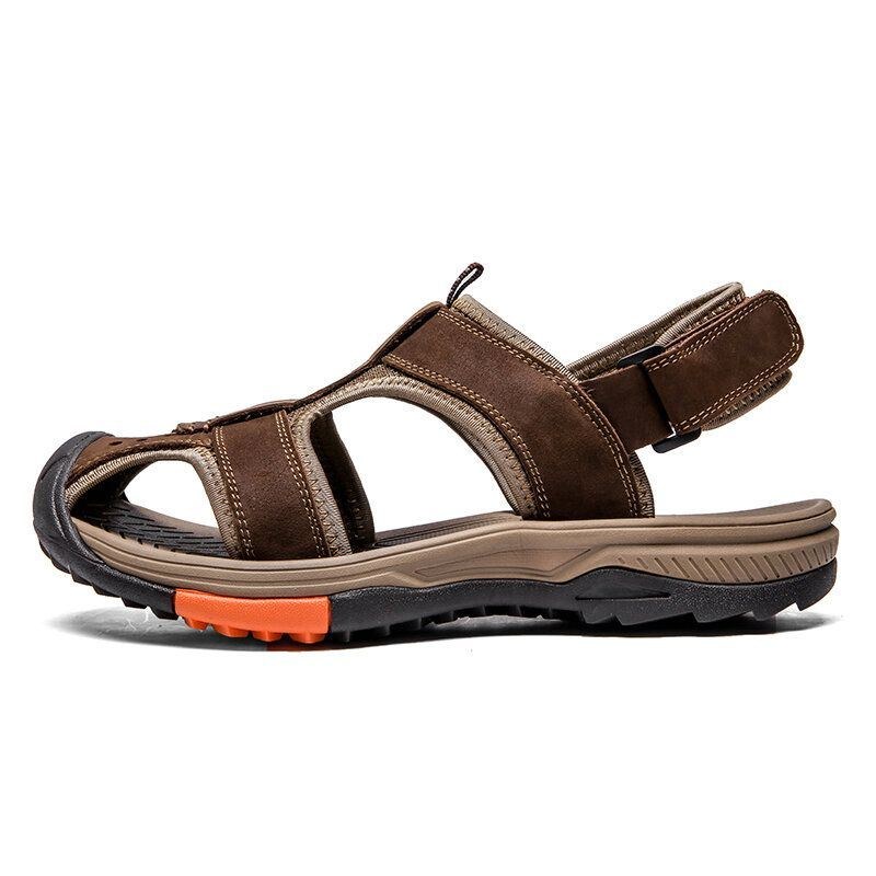 Herr Kohud Läder Andas Halkfri Sluten Tå Strand Casual Outdoor Sandaler