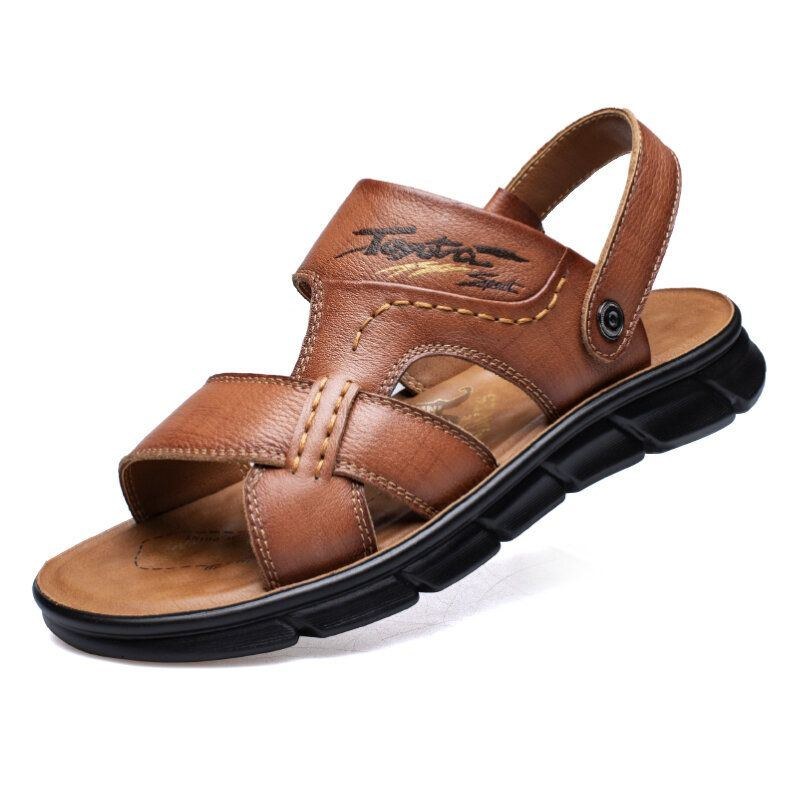 Herr Kohud Läder Andas Öppnad Halkfri Strand Casual Outdoor Sandaler