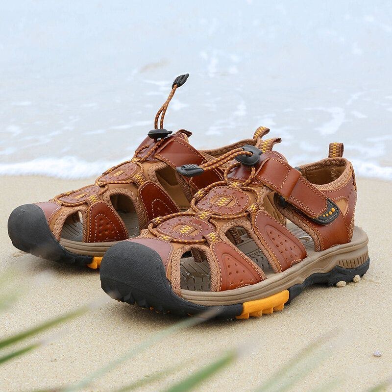 Herr Kohud Läder Halkfritt Sluten Tå Strand Casual Outdoor Sandaler