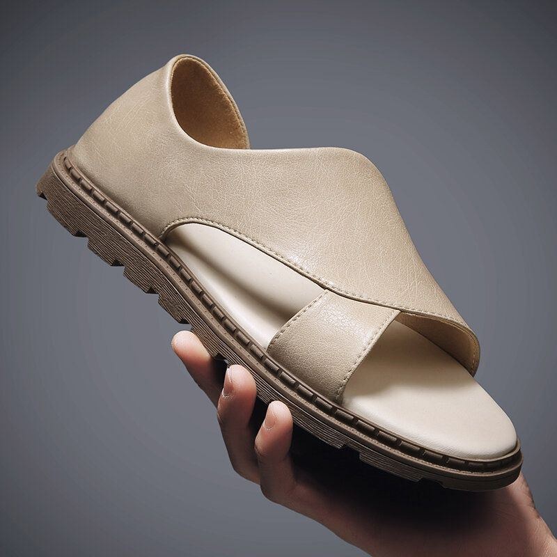 Kohud För Män Andas Ihålig Mjuk Botten Öppen Tå Slip On Casual Sandaler