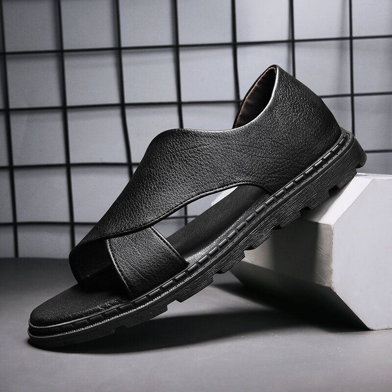 Kohud För Män Andas Ihålig Mjuk Botten Öppen Tå Slip On Casual Sandaler