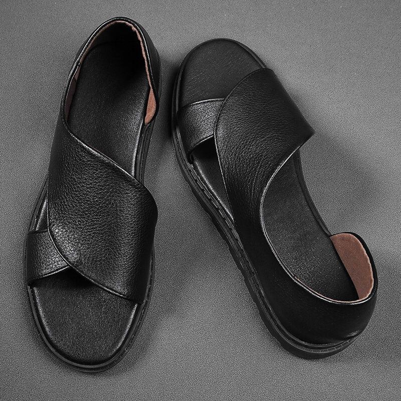 Kohud För Män Andas Ihålig Mjuk Botten Öppen Tå Slip On Casual Sandaler