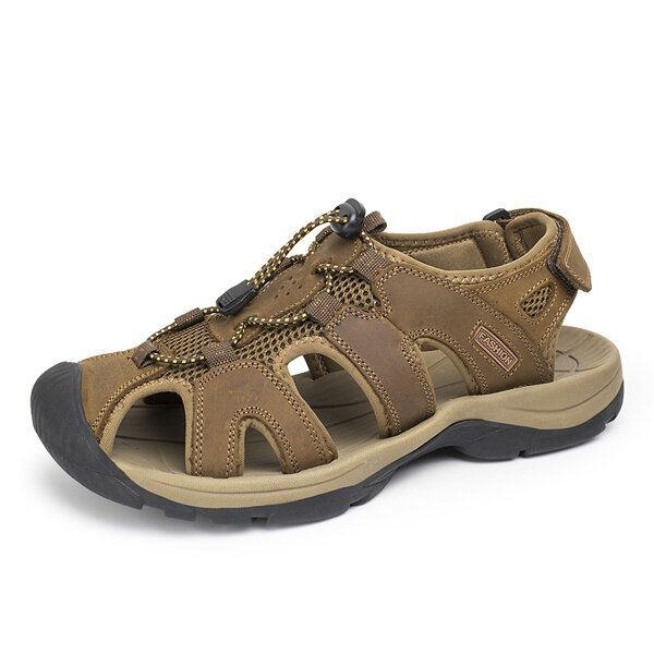 Stor Storlek Herr Summer Beach Sandals Magic Stick Justering Läderskor