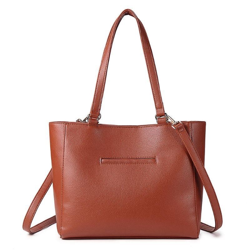 Brenice För Män Kvinnor Brief Muti-pocket Handväska Solid Shopping Axelväska Crossbody Väska