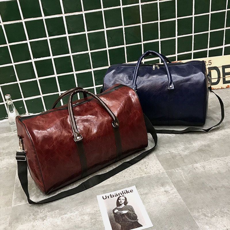 Dam & Herr Läder Retro Handväska Med Stor Kapacitet Business Bagageväska Axelväska Crossbody-väska