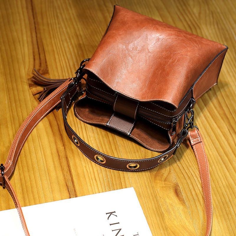 Herr Dam Vintage Crossbody-väska I Konstläder Axelväskor Bucket Bag Crossbody-väska