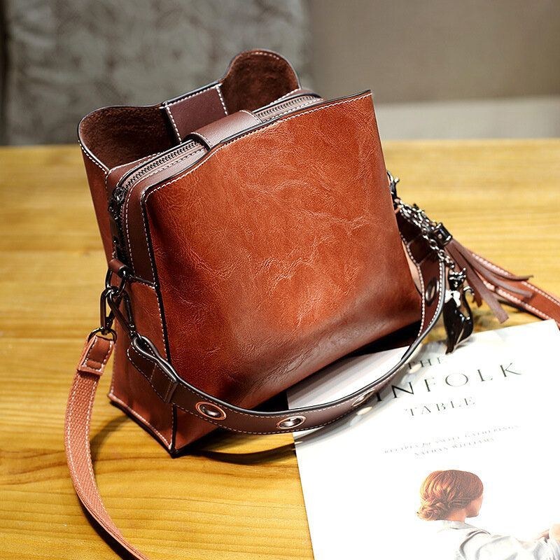 Herr Dam Vintage Crossbody-väska I Konstläder Axelväskor Bucket Bag Crossbody-väska