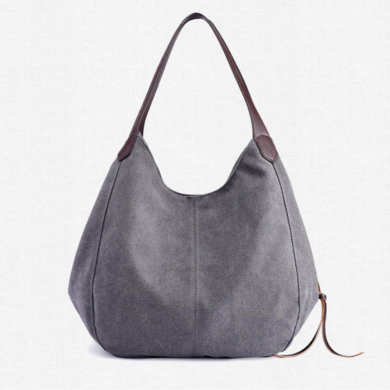 Herr Dam Vintage Dam Stor Canvas Handväska Reseaxelväska Casual Tote