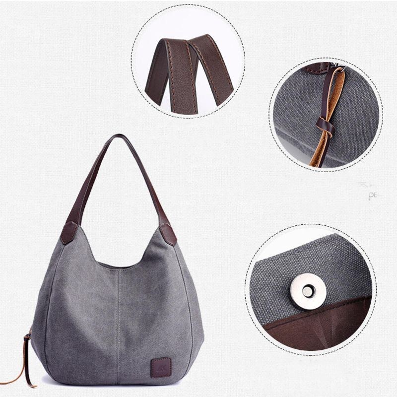 Herr Dam Vintage Dam Stor Canvas Handväska Reseaxelväska Casual Tote