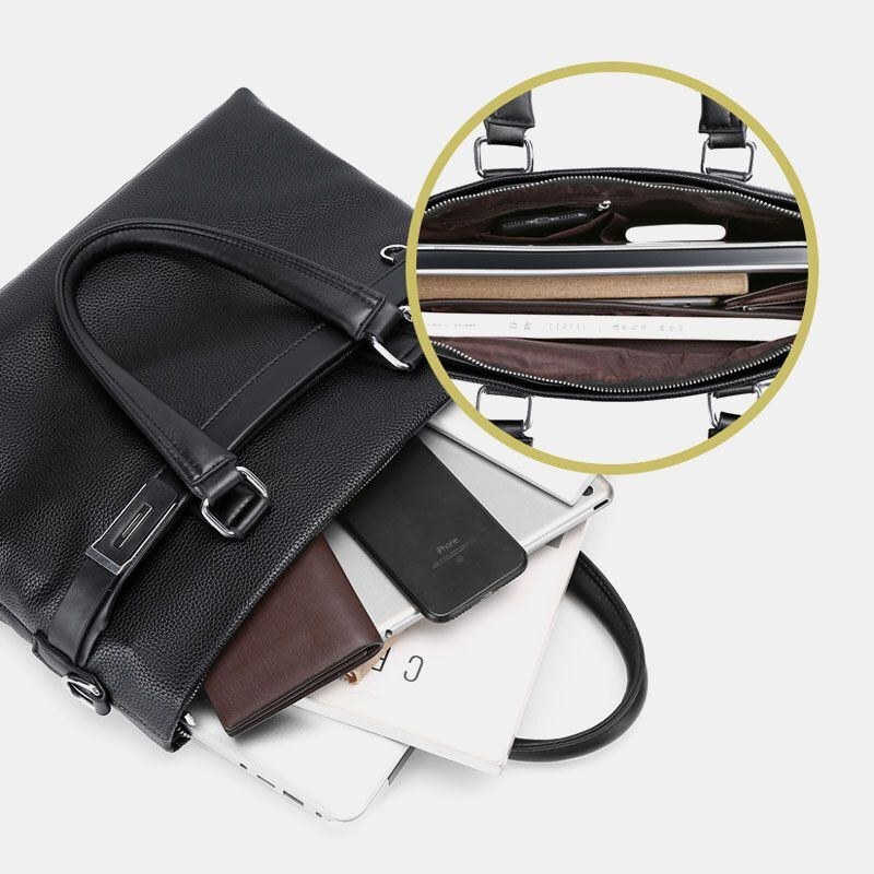 Herr Konstläder Business 15.6 Tums Bärbar Datorväska Portföljer Handväska Crossbody-väska