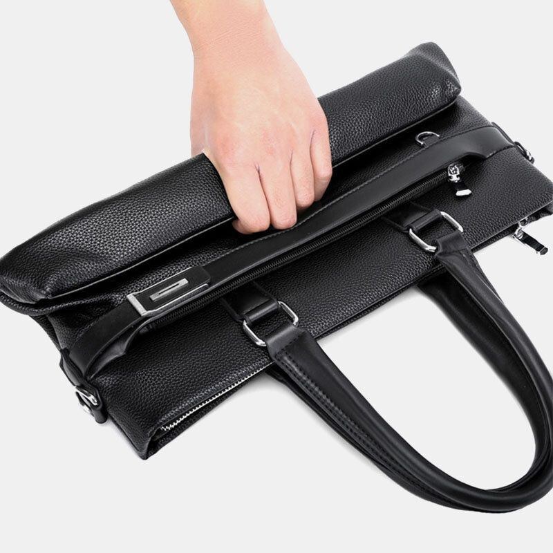 Herr Konstläder Business 15.6 Tums Bärbar Datorväska Portföljer Handväska Crossbody-väska