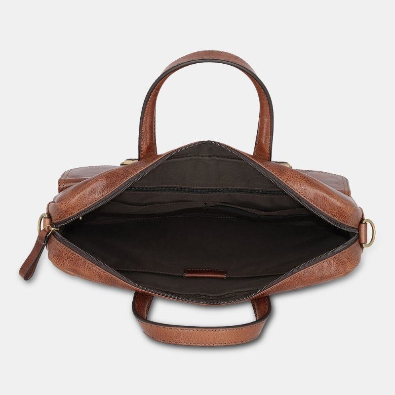 Herr Pu Läder Vintage Bussiness Mångsidig Lärarväska Med Flera Fickor Portfölj Multifunktion Crossbody-väska Handväska