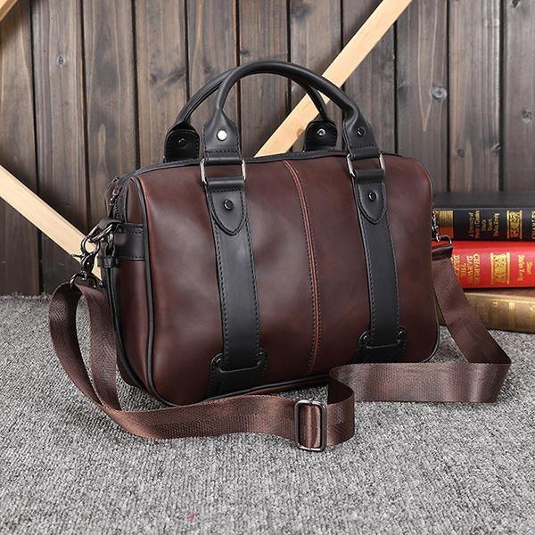 Herr Retro Pu Läder Handväska Business Crossbody Väska