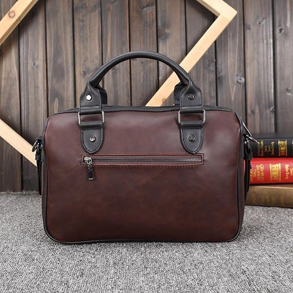 Herr Retro Pu Läder Handväska Business Crossbody Väska