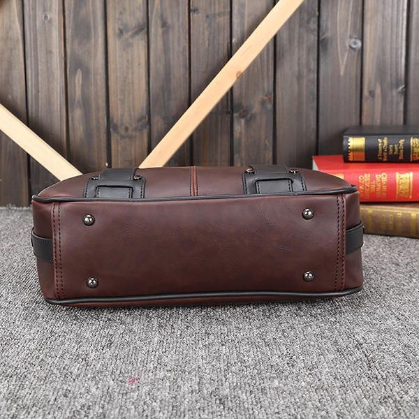 Herr Retro Pu Läder Handväska Business Crossbody Väska