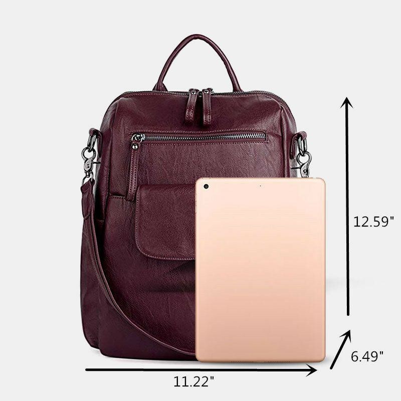 Dam Enfärgad Vattentät Multi-carry Ryggsäck Stor Kapacitet Rygg Stöldskyddsficka Axelväska Crossbody-väska