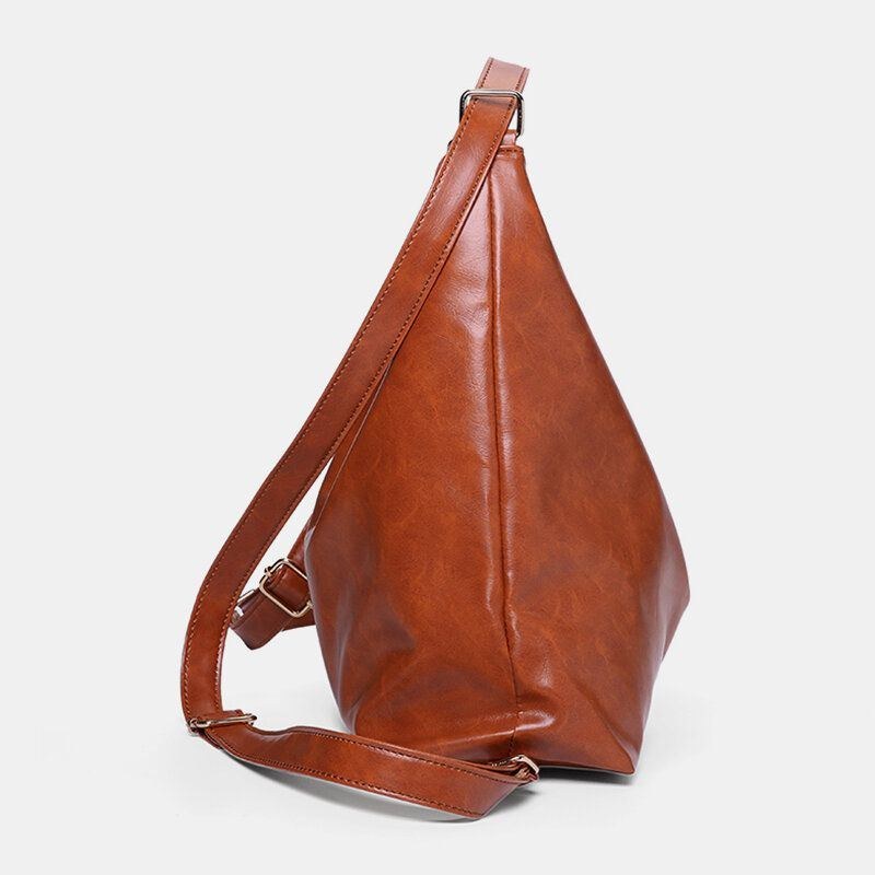 Dam Oljevax Läder Ryggsäck Med Stor Kapacitet Axelväska Crossbody-väska Handväska Skötväska Hobo Bag Hobo Bag