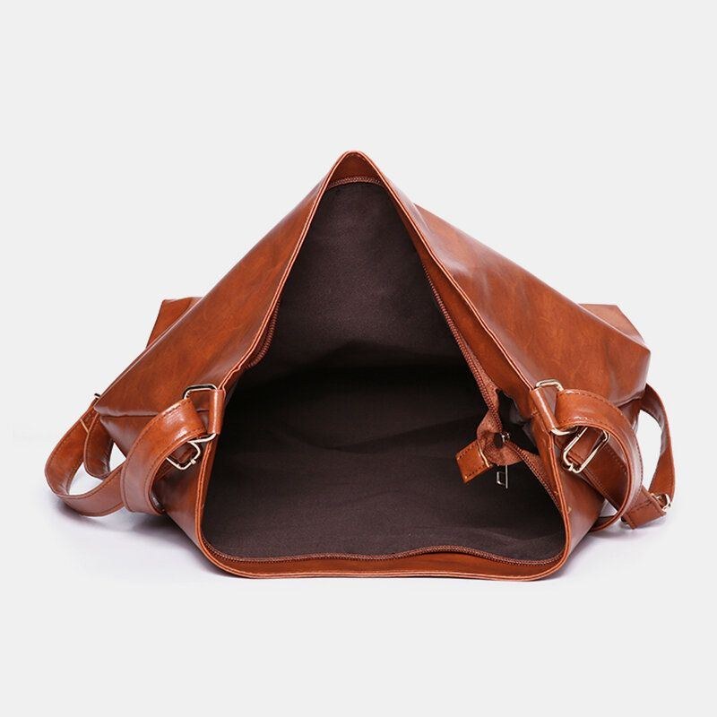 Dam Oljevax Läder Ryggsäck Med Stor Kapacitet Axelväska Crossbody-väska Handväska Skötväska Hobo Bag Hobo Bag