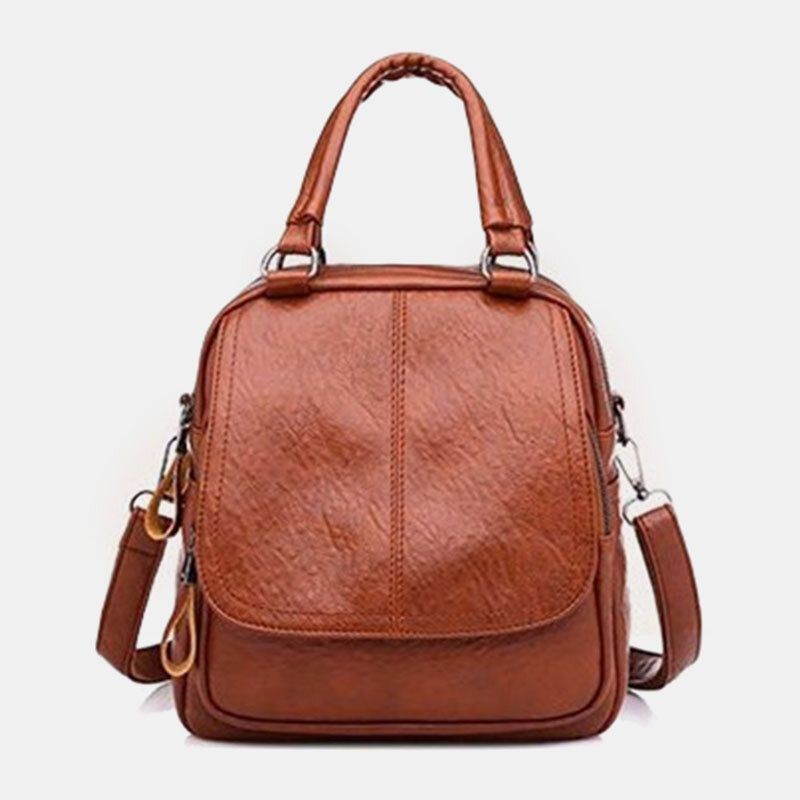 Dam Pu Läder Multi-carry Vintage Vattentät Crossbody Bag Axelväska Ryggsäck