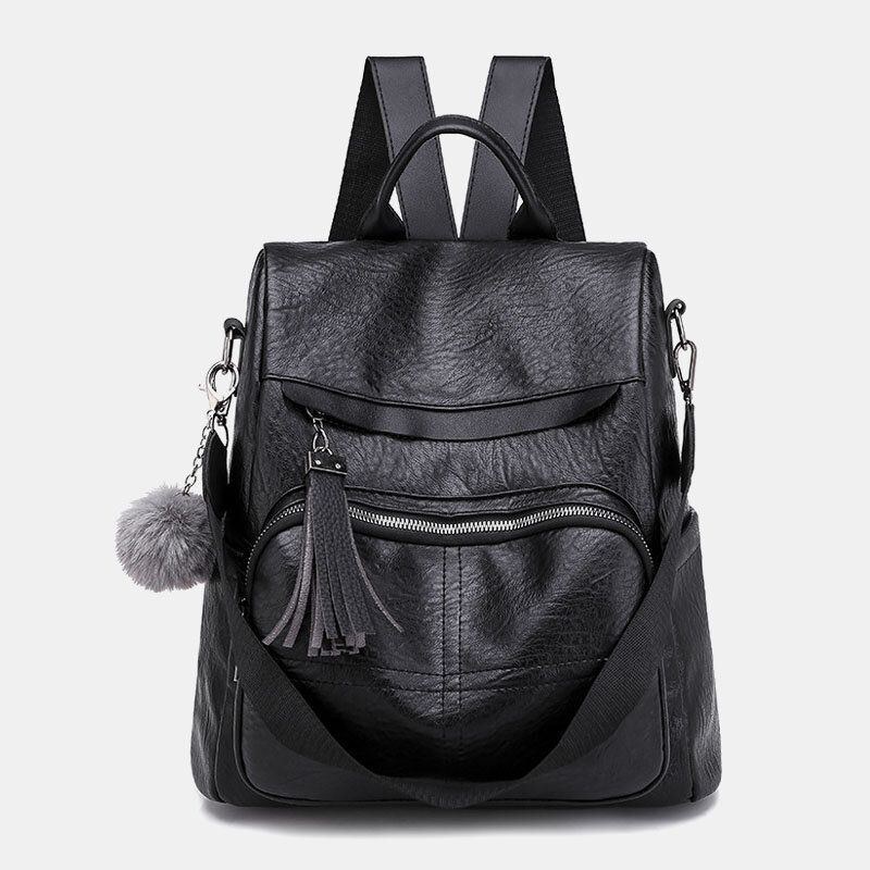 Dam Stöldskyddsryggsäck Multifunktionsväska Tassel Dragkedja Bag