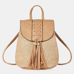 Dam Tofs Straw Bag Retro Beach Bag Ryggsäck Bucket Bag