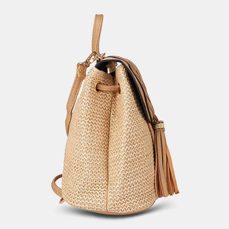 Dam Tofs Straw Bag Retro Beach Bag Ryggsäck Bucket Bag