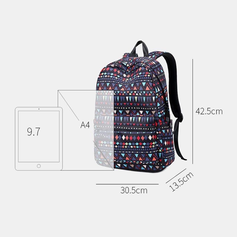 Dam Vattentät Bohemian Printed National Backpack School Bag