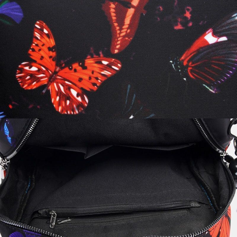 Dam Vattentät Multi-carry Butterfly Pattern Casual Outdoor Ryggsäck